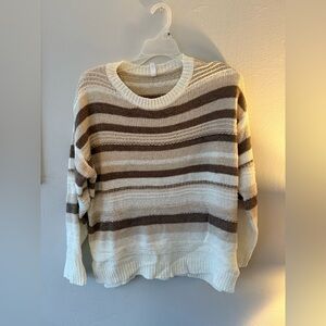 Striped Cream and Brown Women's Sweater